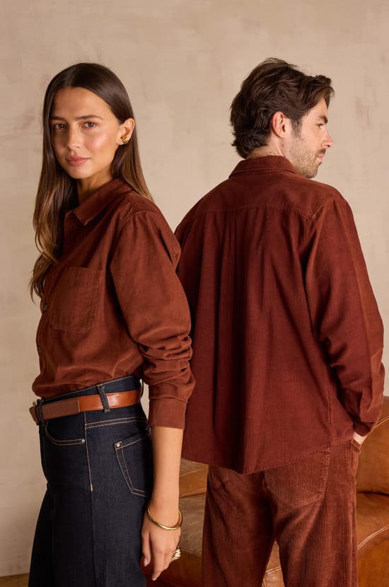 Unisex corduroy shirt INTREPIDE in 100% cotton;${refinementColor}