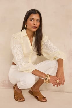 DARWIN long-sleeved embroidered cotton blouse;${refinementColor}