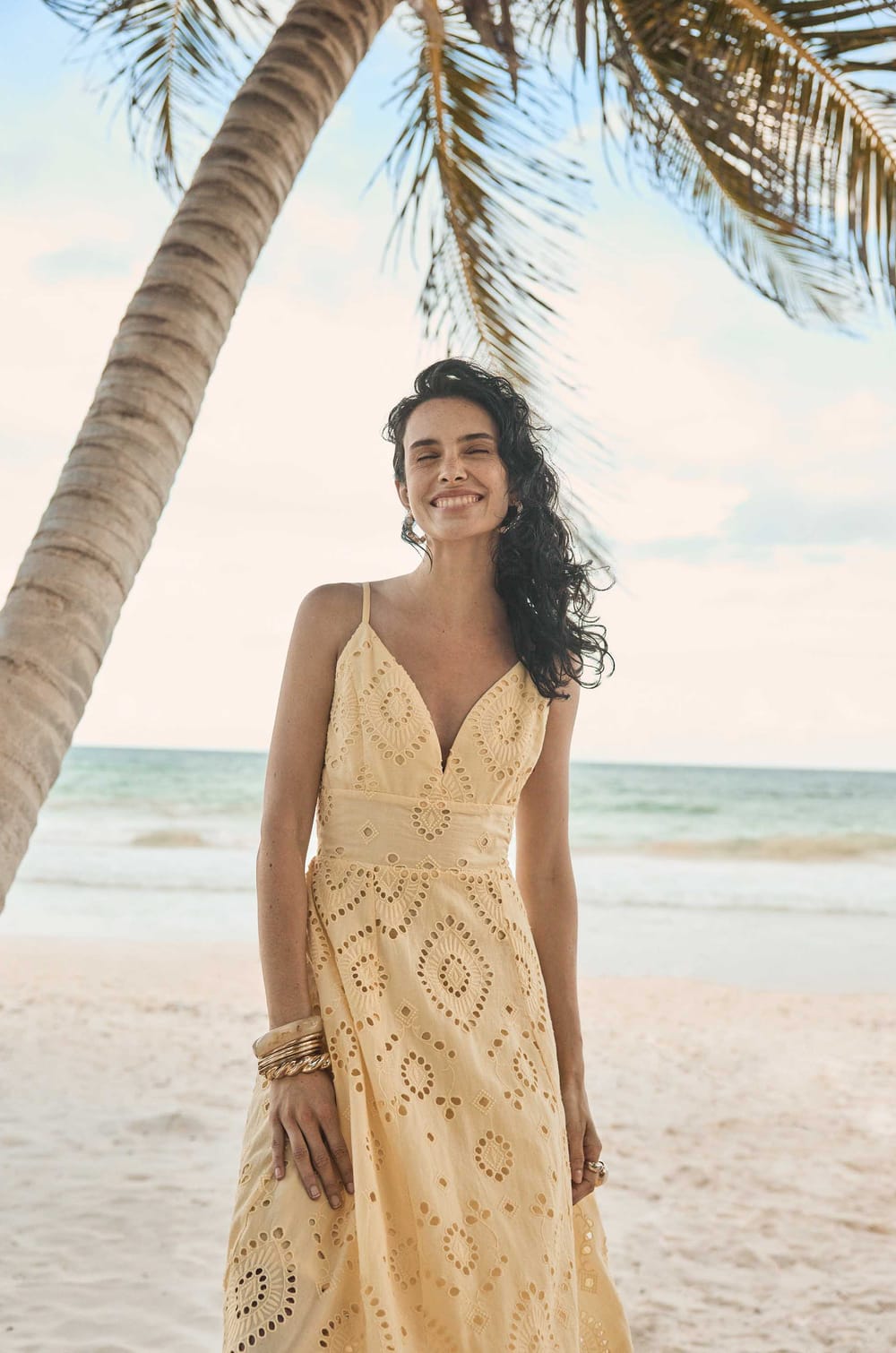 Embroidered cotton strap dress BERYLE;${refinementColor}