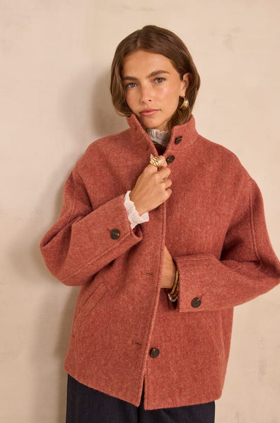 Long sleeve wool blend coat DUSTIN;${refinementColor}