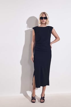 BIANCA straight dress with slit;${refinementColor}