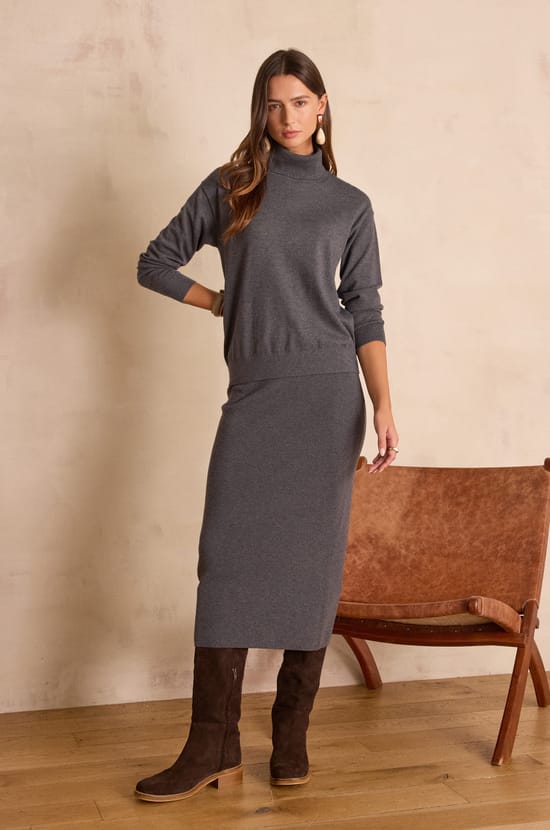 CHARLOTTE straight wool skirt;${refinementColor}