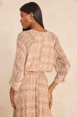 DAMIA long-sleeve printed blouse;${refinementColor}