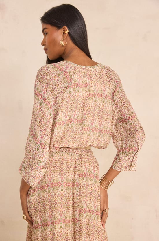 DAMIA long-sleeve printed blouse;${refinementColor}