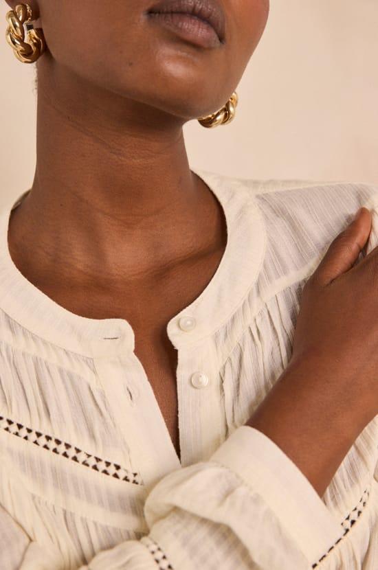 MAYA long-sleeve embroidered blouse;${refinementColor}