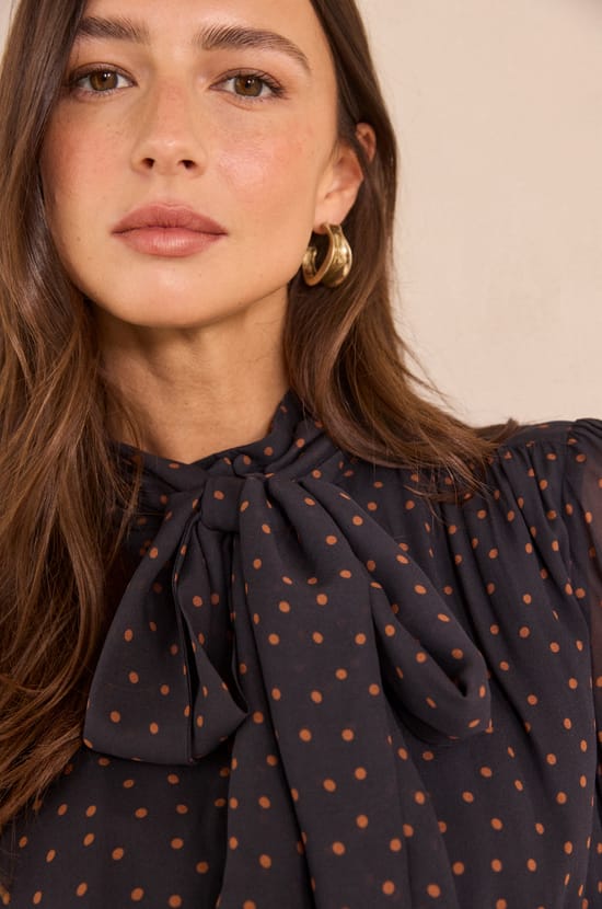 SPIRIT long-sleeved polka dot blouse;${refinementColor}