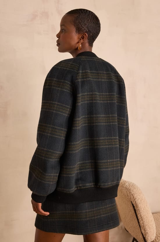 KIM checked wool bomber jacket;${refinementColor}