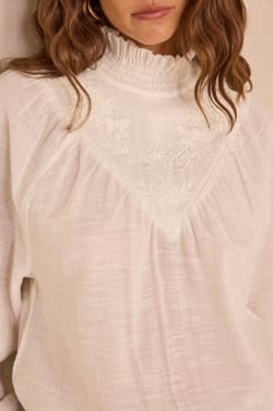 Mint cotton long sleeve blouse;${refinementColor}