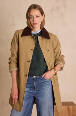 DANAE long cotton trench coat;${refinementColor}