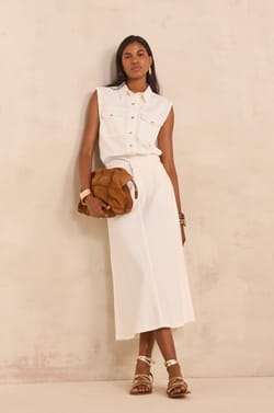 ORCHYDEE woven cotton midi skirt;${refinementColor}