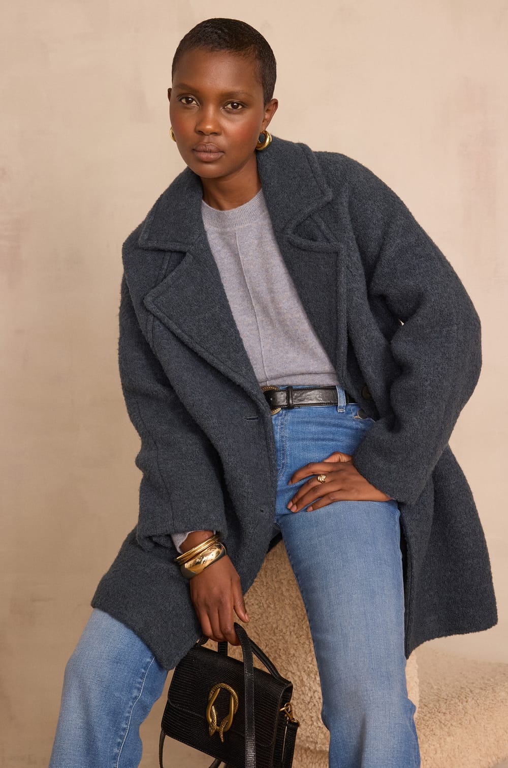 Manteau ASSIA en laine effet bouclette;${refinementColor}