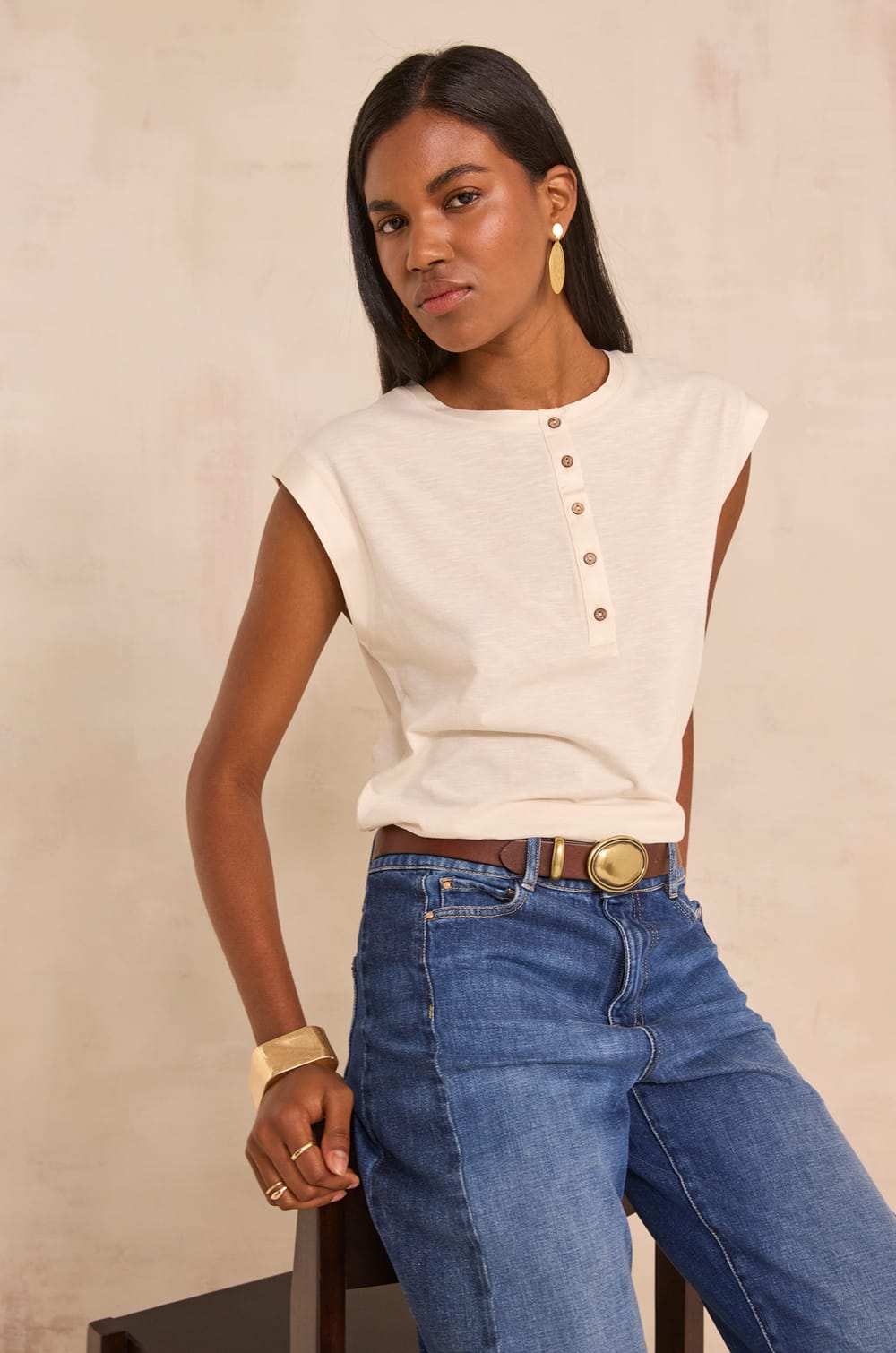 TERENCE cotton sleeveless T-shirt;${refinementColor}