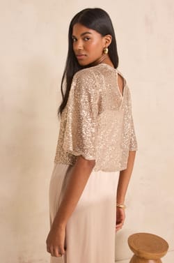 Shiny sequin straight dress;${refinementColor}