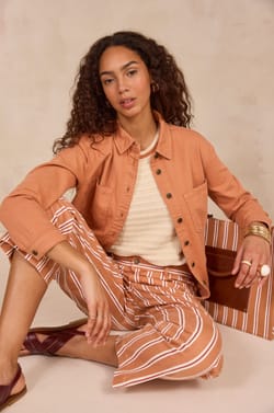 Rosa gestreifte, cropped, weite Hose;${refinementColor}