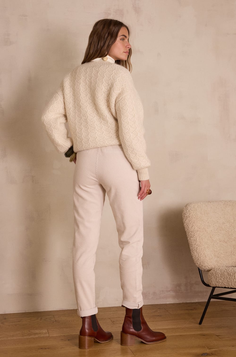 SABIL velvet chino trousers;${refinementColor}
