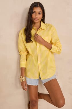 Long-sleeve unisex striped cotton shirt BRULANT;${refinementColor}