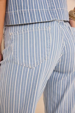 Striped straight cropped cotton blend pants ROSIE;${refinementColor}