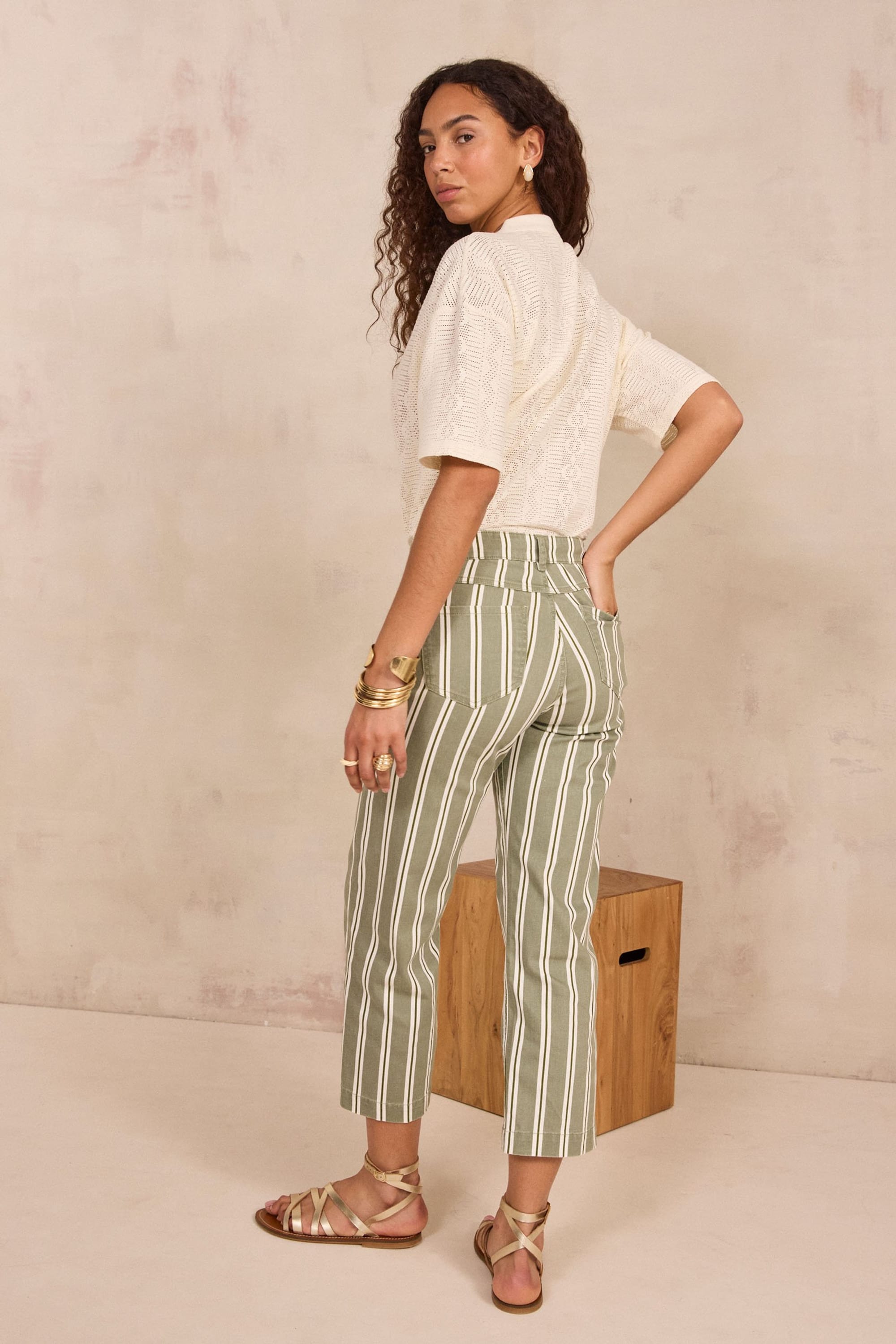 ROSE striped cropped wide trousers woman | PERSIMMON | Maison 123