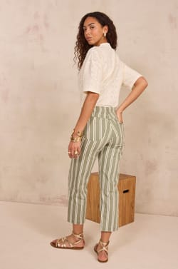ROSE striped cropped wide trousers;${refinementColor}