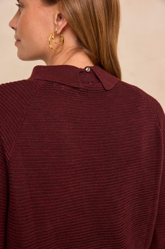 Burgundy long-sleeved blended wool sweater ANNETTE;${refinementColor}