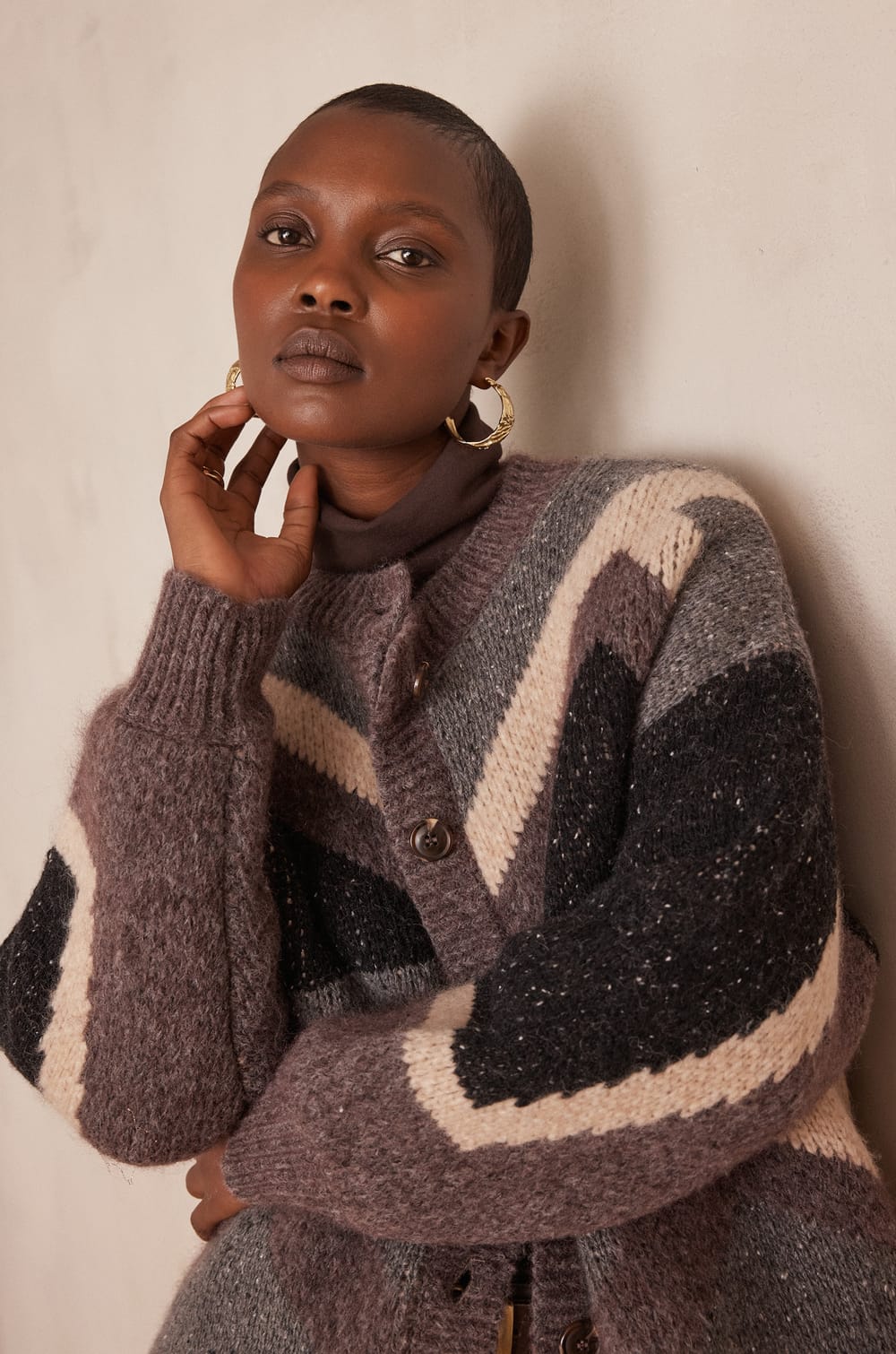 BRITNEY cardigan with jacquard pattern;${refinementColor}