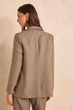 Dark taupe blazer with notched collar PEYTON;${refinementColor}
