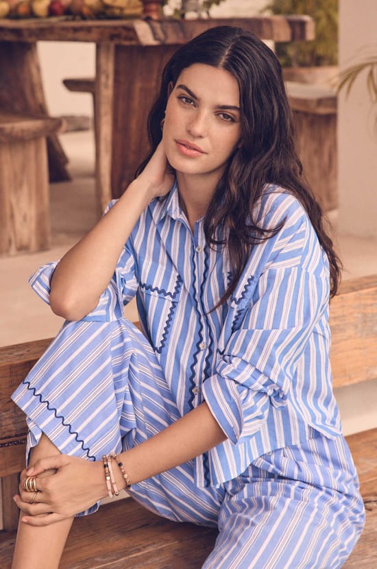 Long sleeve striped cotton blouse DICKINSON;${refinementColor}
