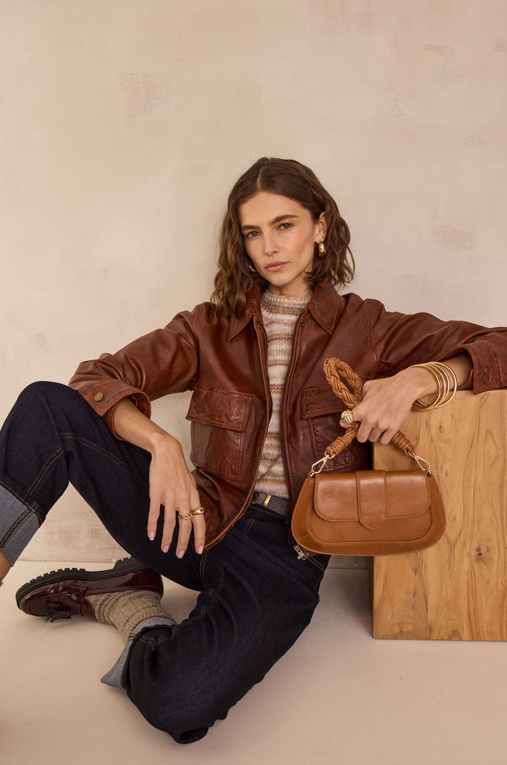 COCO leather jacket;${refinementColor}