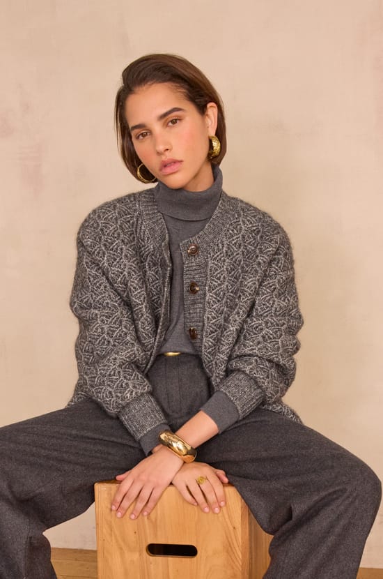 COSMO cardigan in mohair and wool;${refinementColor}