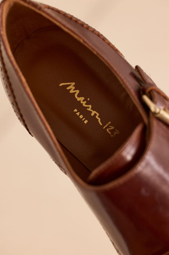 ORLANE leather heeled derby shoes;${refinementColor}