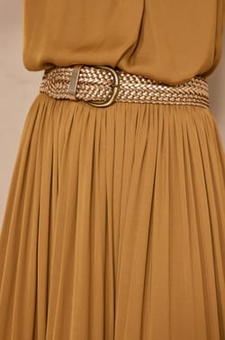 Pleated midi skirt CRYSTAL;${refinementColor}