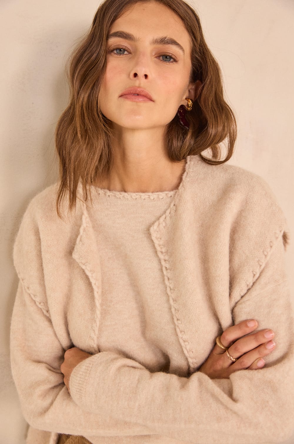 Gilet sans manches en laine m&eacute;lang&eacute; ANTHEA;${refinementColor}