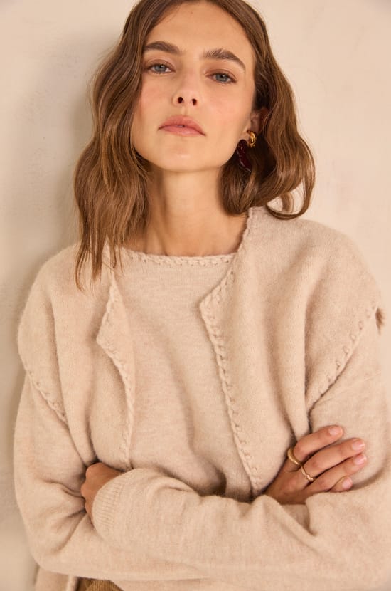 Gilet sans manches en laine m&eacute;lang&eacute; ANTHEA;${refinementColor}