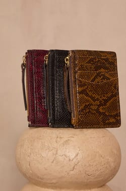 Python effect leather card holder VALENTIN;${refinementColor}