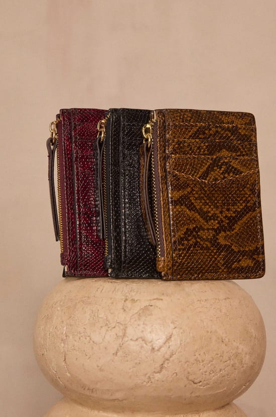 Python effect leather card holder VALENTIN;${refinementColor}
