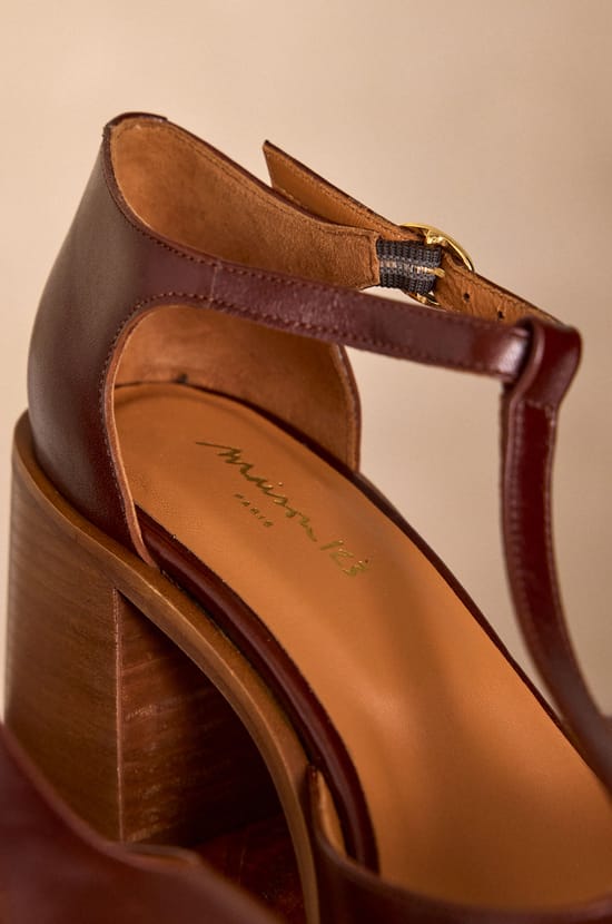 100% leather heeled sandals SOLENE;${refinementColor}