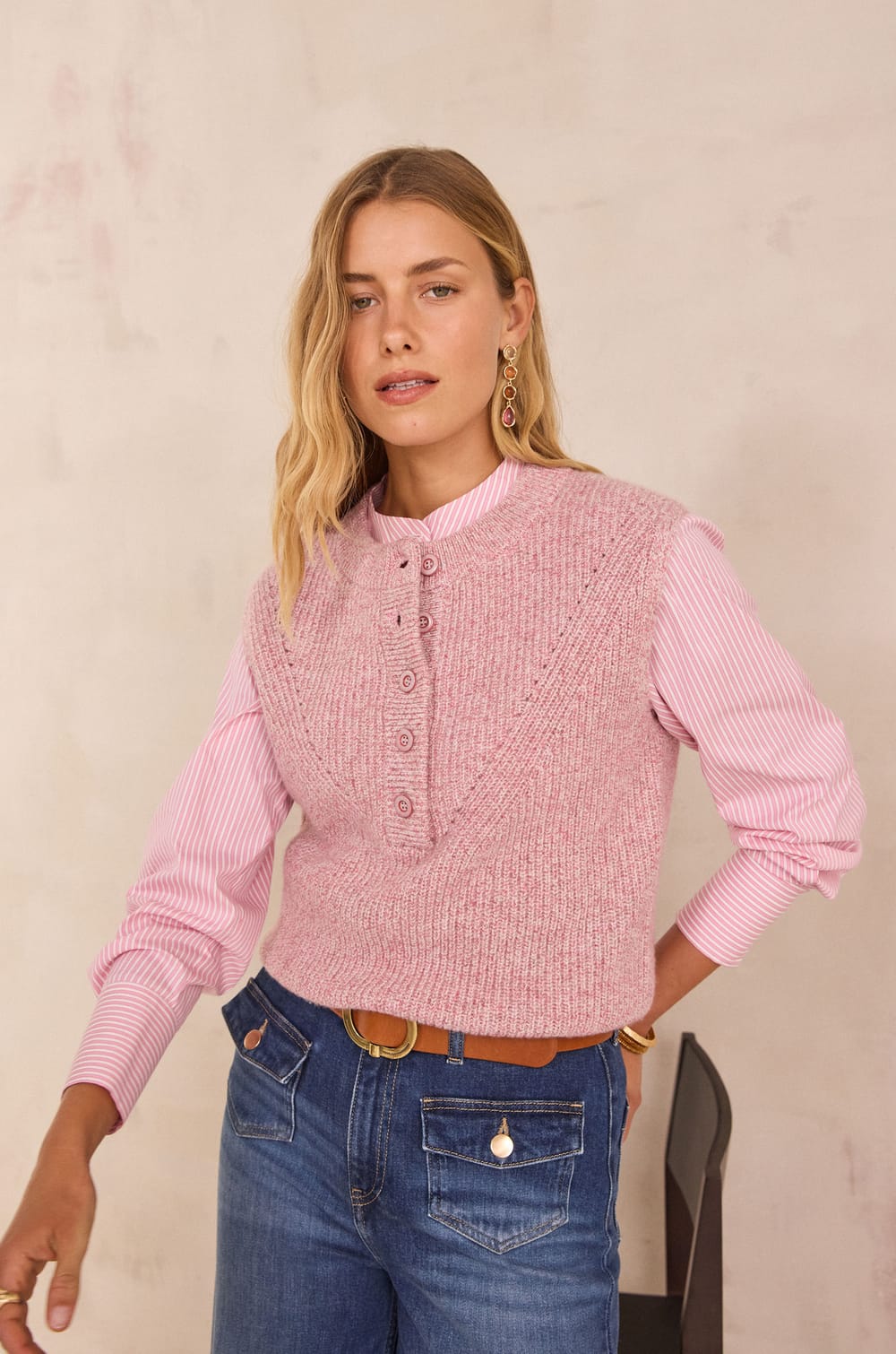 POPPY sleeveless wool jumper;${refinementColor}