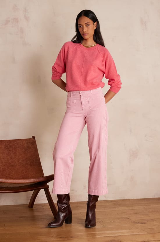 Pantalon LEA CROPPED en coton;${refinementColor}