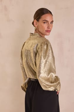 Iridescent V-neck blouse with long sleeves BETH;${refinementColor}