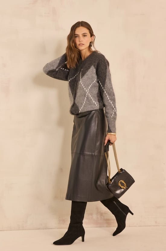 Jupe crayon en cuir VIOLETTE;${refinementColor}