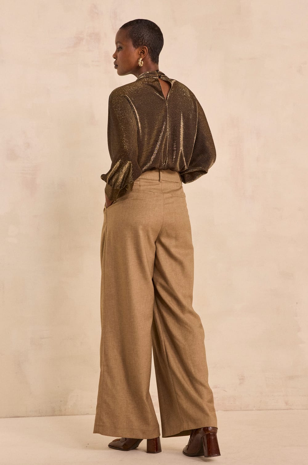 High-waisted bronze trousers FLAUBERT;${refinementColor}