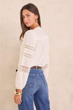 Blouse with floral embroidery in 100% cotton DENIA;${refinementColor}