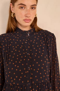Short and flowy dress with tie collar PRISCILA;${refinementColor}