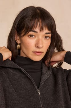 Charcoal gray blended wool dress PENSEE;${refinementColor}