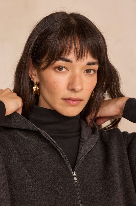 Charcoal gray blended wool dress PENSEE;${refinementColor}