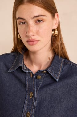 3/4 Sleeve Denim Blouse MILO;${refinementColor}