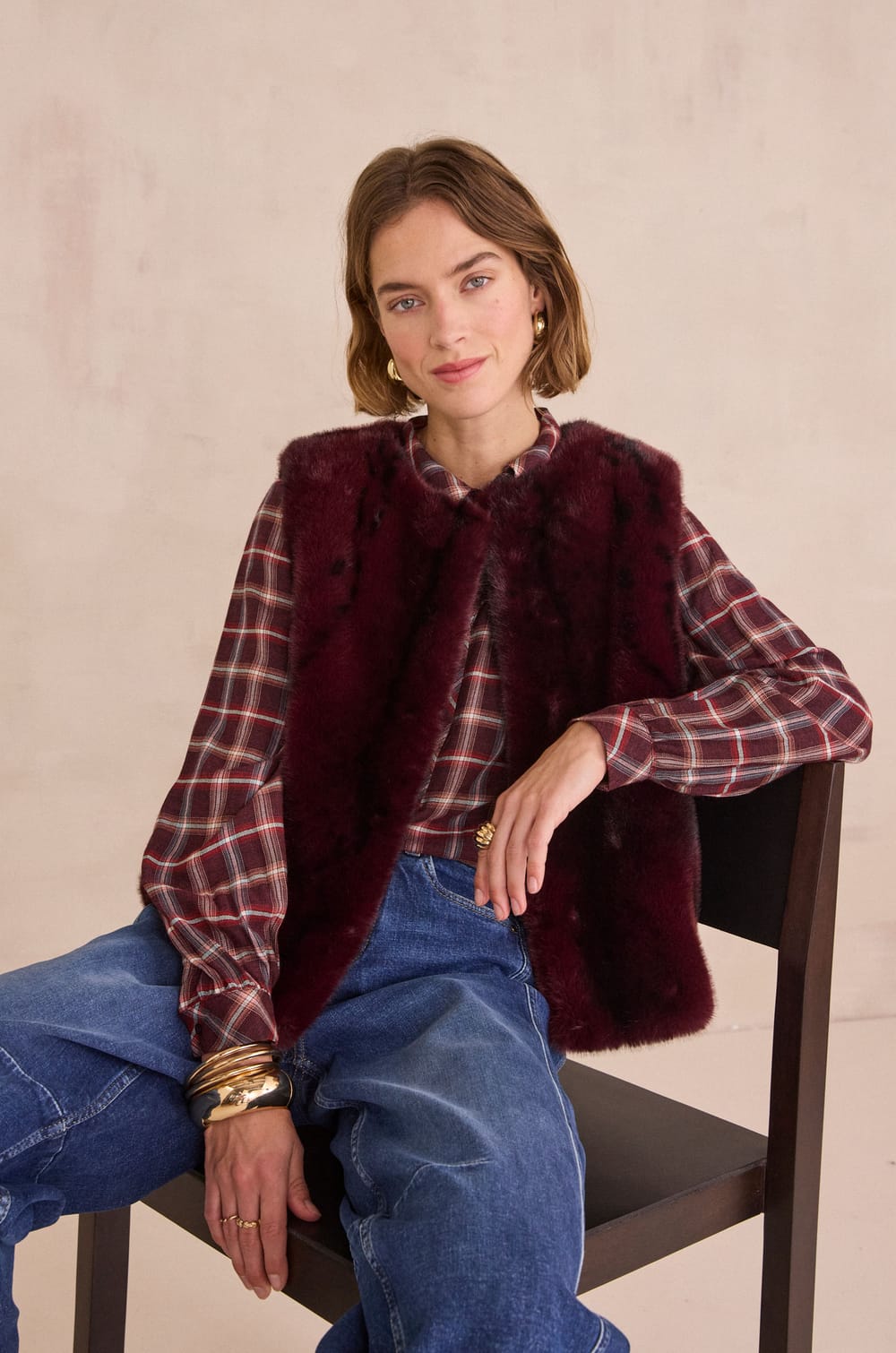 BABYLON checked shirt;${refinementColor}