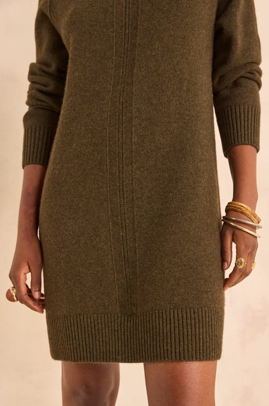 Perfect straight knit mixed wool dress;${refinementColor}