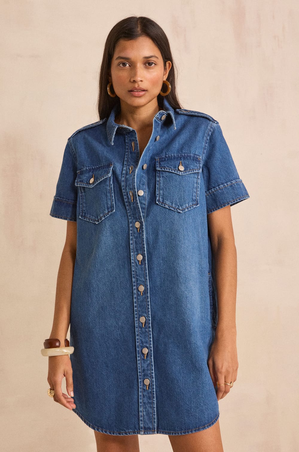 Short straight cotton dress BETSY;${refinementColor}