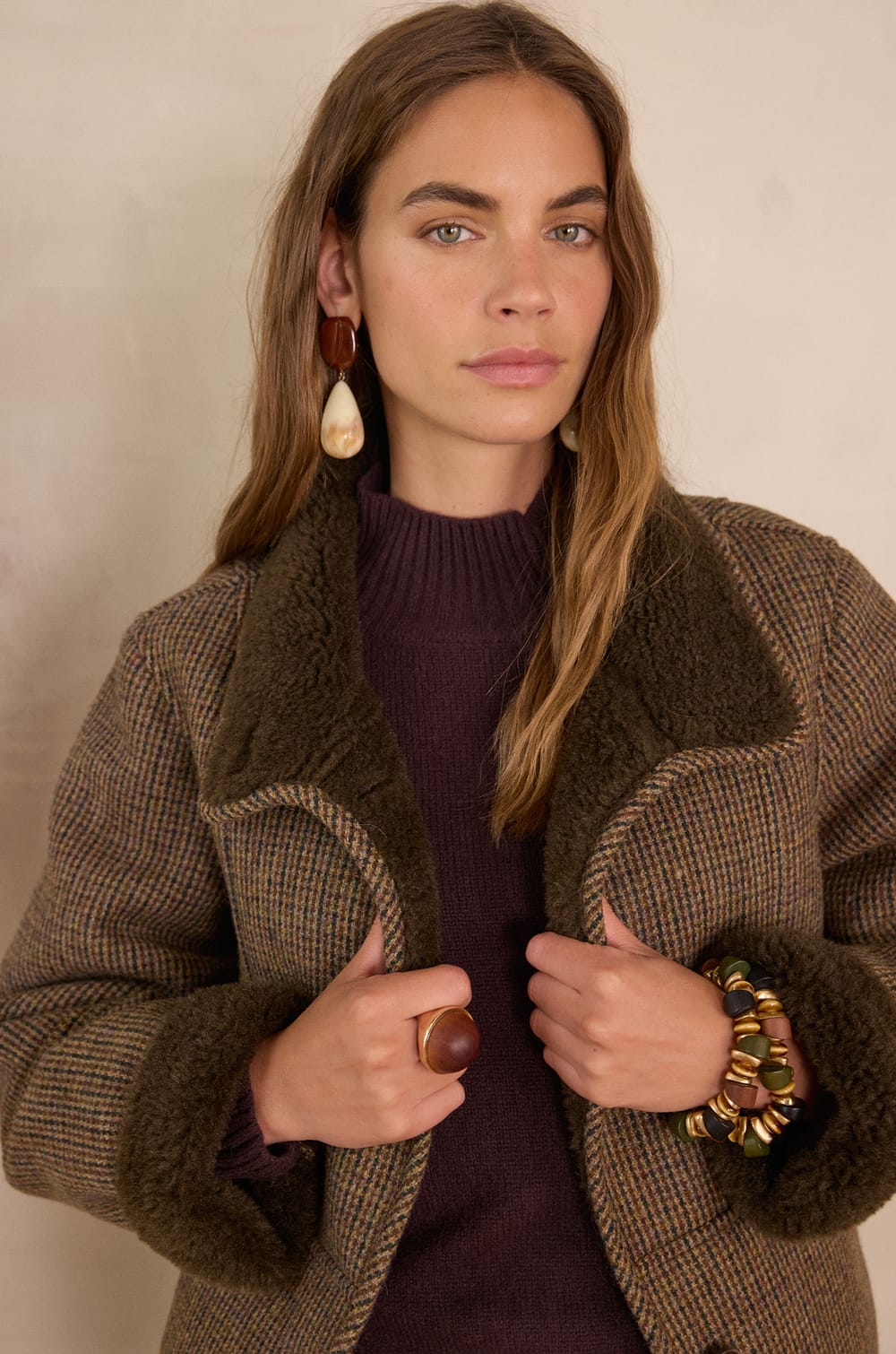 DARIO checked coat;${refinementColor}